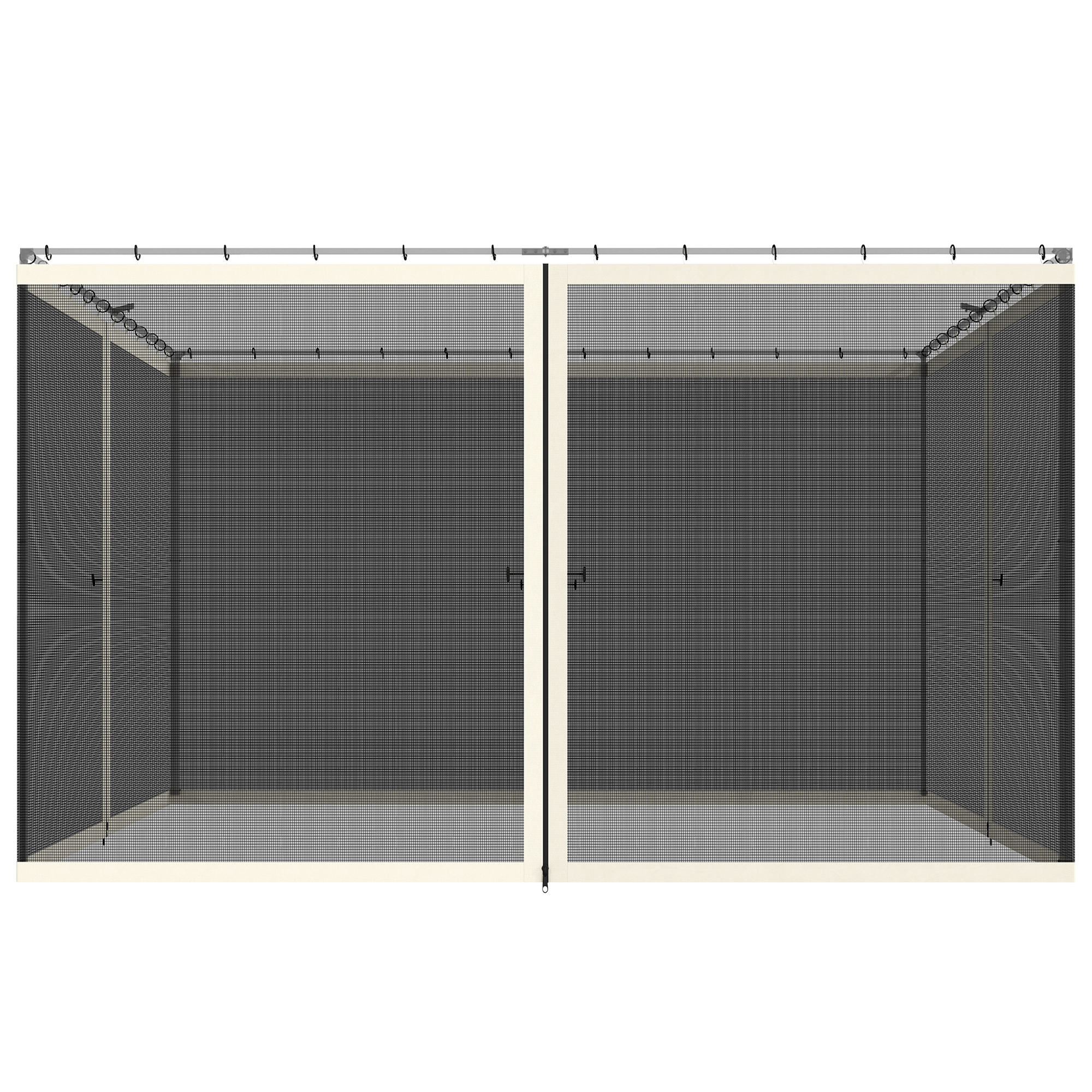 Outsunny Zanzariera per Gazebo 3x3.5m con Cerniere e Anelli, Pannelli da, 335x207 cm, Nero e Beige Aosom Italy Outsunny Zanzariera per Gazebo 3x3.5m con Cerniere e Anelli, Pannelli da, 335x207 cm, Nero e Beige Aosom Italy