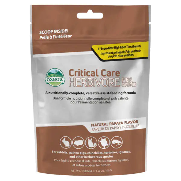 Oxbow Critical Care Herbivore Fine Grind 100 gr - Mangime per conigli - 1° ORDINE? scegli tra BZR5 - BZR20 + 200 pt fedeltà