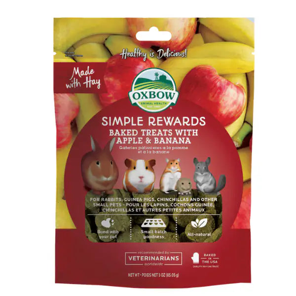 Oxbow Simple Rewards Baked Treats 60 gr Apple & Banana - Mangime per conigli - 1° ORDINE? scegli tra BZR5 - BZR20 + 200 pt fedeltà