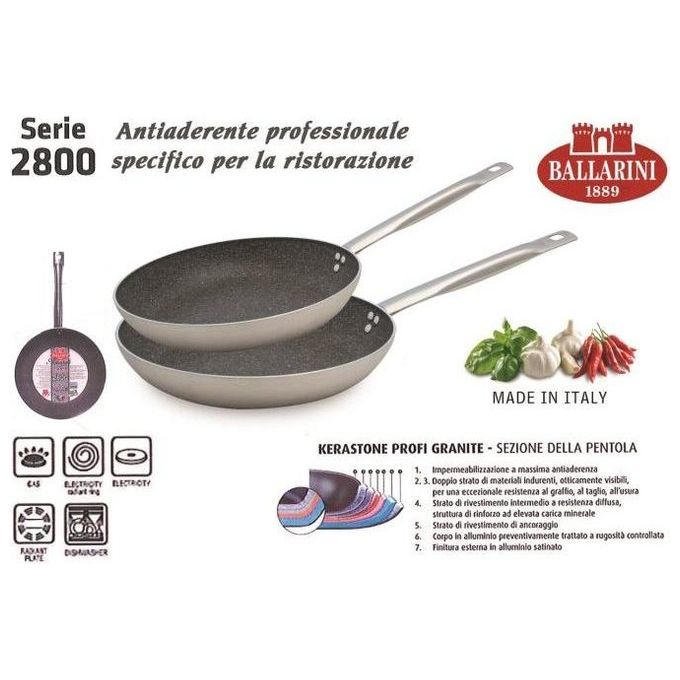 Padella Alluminio antiaderente (32cm) PROFESSIONALE SERIE 2800 Alluminato e Nero 2800 32