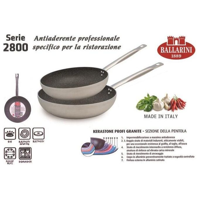 Padella Alluminio antiaderente (36cm) alta PROFESSIONALE SERIE 2800 Alluminato e Nero 2802 36