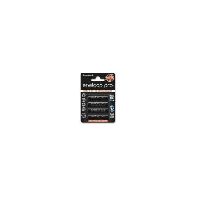 Panasonic BK-3HCCE-4BE Eneloop Pro Batterie Ricaricabili Stilo AA NiMH 1,2 V 2450 mAh 4 pz colore Nero