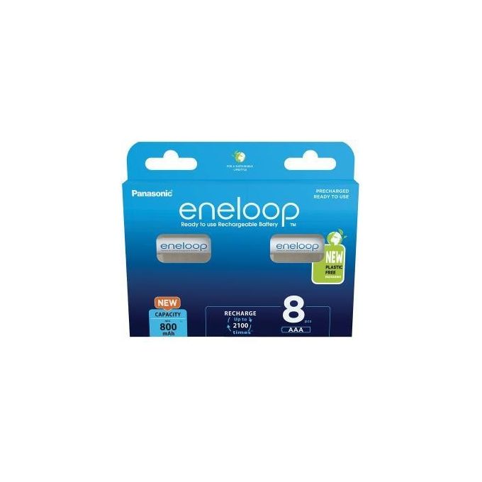 Panasonic BK-4MCDE-8BE Eneloop Batterie Ricaricabili Micro AAA NiMH 1,2V 800mAh 2100 Cicli 8 Pezzi colore Bianco