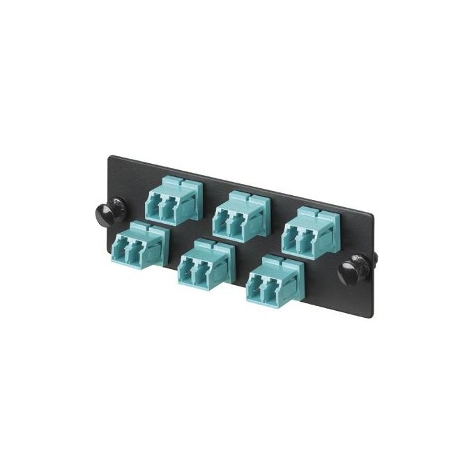 Panduit FAP6WAQDLCZ Pannello con 6 Adattatori LC Duplex per Fibra Multimodale OM3-OM4 Zirconio Aqua colore Nero Blu