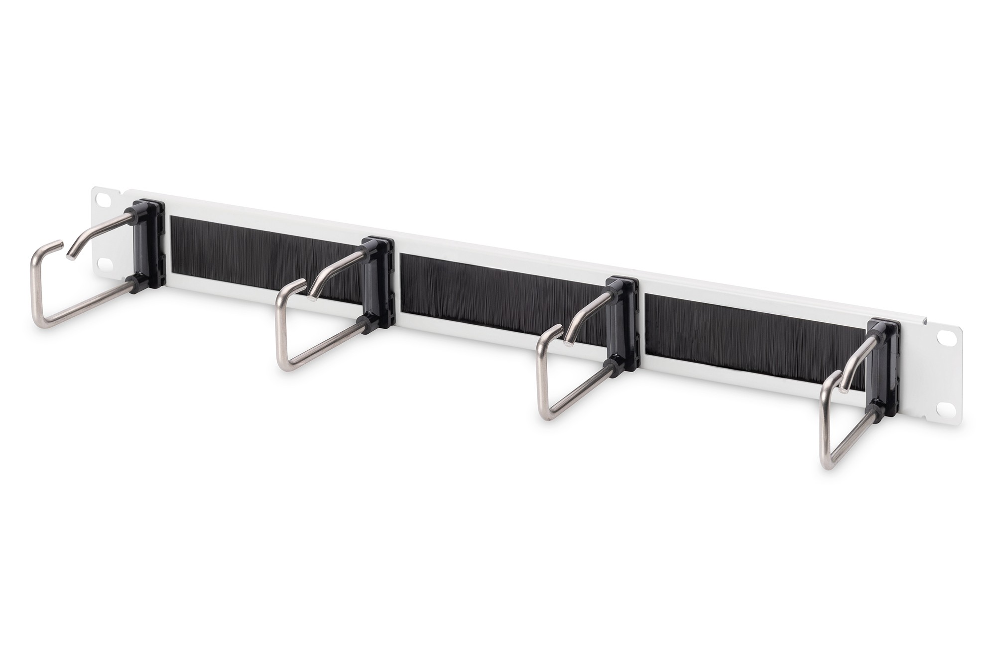 Pannello Di Gestione Cavi 1He Con Guarnizione A Spazzola 4 Anelli In Acciaio 40X75 Mm Grigio (Ral 7035) Pannello Di Gestione Cavi 1He Con Guarnizione A Spazzola 4 Anelli In Acciaio 40X75 Mm Grigio (Ral 7035)