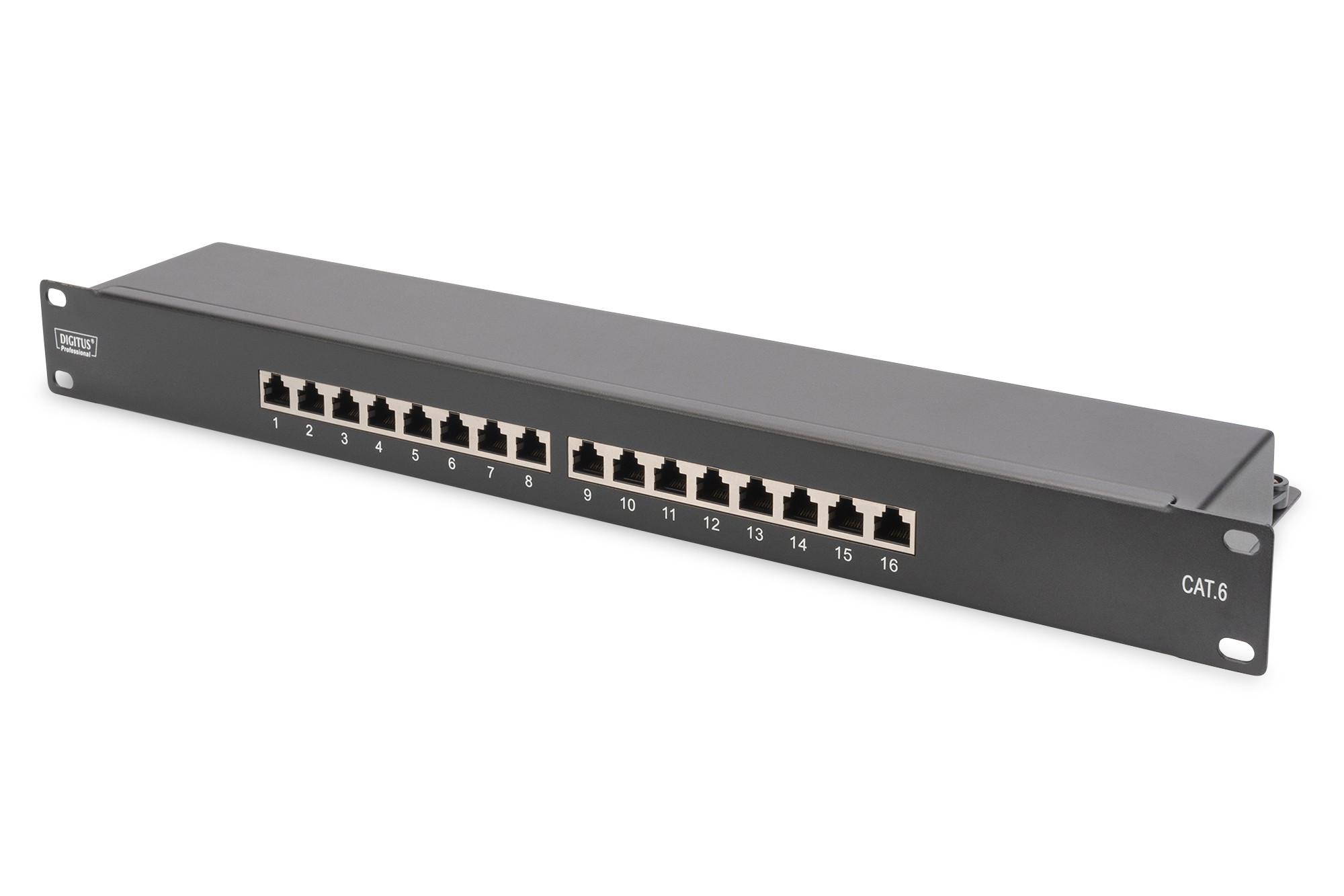 Pannello Patch 19 Schermato 16 Porte 8 Poli Rj45 Per Reti Categoria 6 - 1 Unita' Nero