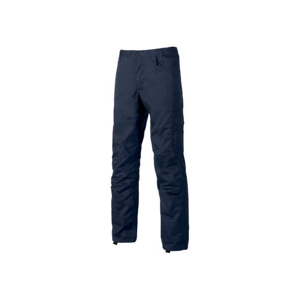 Pantaloni da lavoro funzionali Upower Alfa - Taglia 44 - Tasche multiple porta martello tasche per ginocchiere elastico in vita protezione DPI1 - Blu navy
