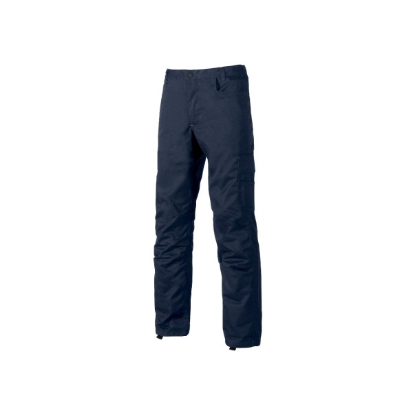 Pantaloni da lavoro funzionali Upower Alfa - Taglia 48 - Tasche multiple porta martello tasche per ginocchiere elastico in vita protezione DPI1 - Blu navy
