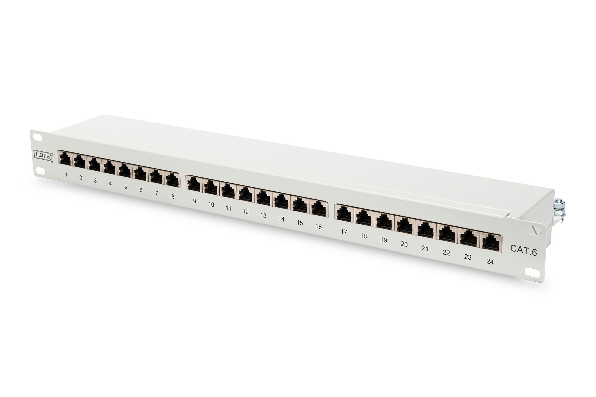 Patch Panel 24 Porte Schermato Cat.6 8 Poli Rack 19 Bianco