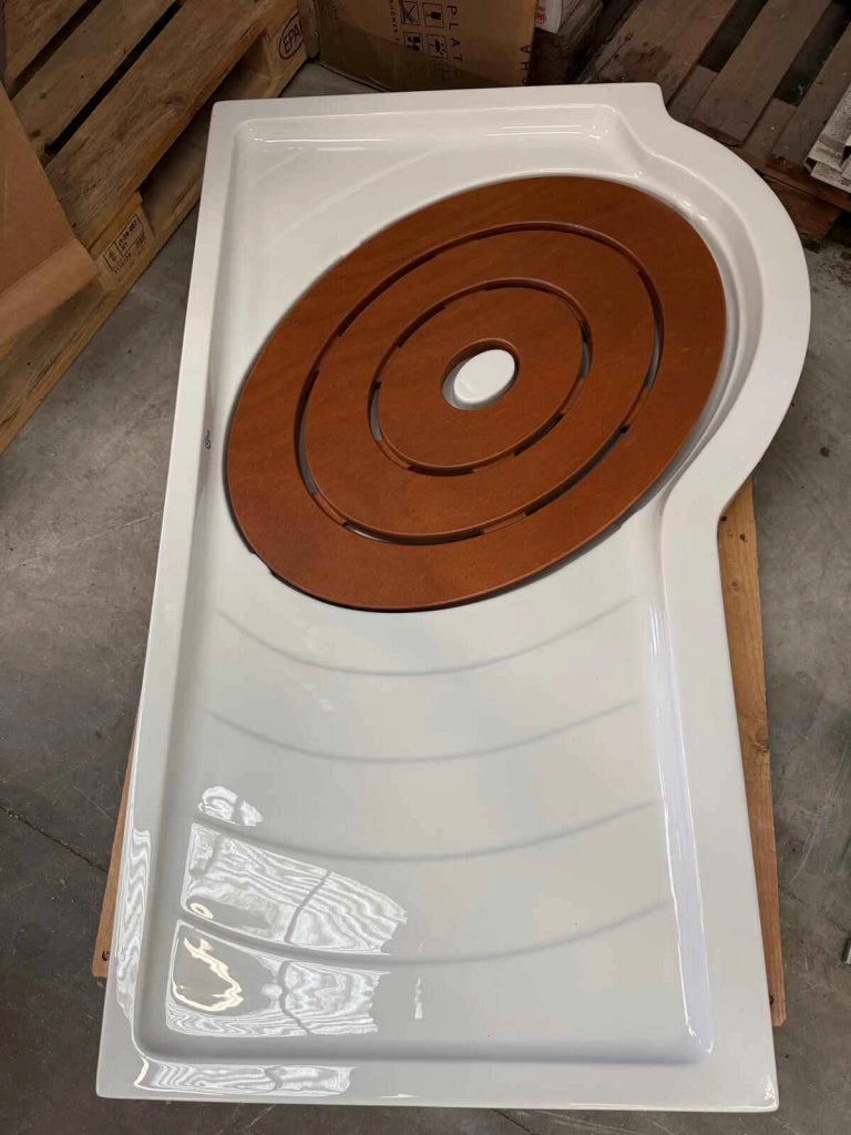 P.DOCCIA TONDO C.PEDANA IN LEGNO DX 140X80 VETRO-RESINA- IDEAL STANDARD