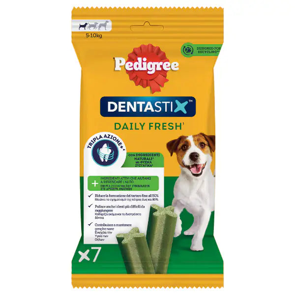 Pedigree Dentastix Fresh Mini snack per l'igiene orale 7 Stick (scadenza: 09/03/2027) - 1° ORDINE? scegli tra BZR5 - BZR20 + 200 pt fedeltà