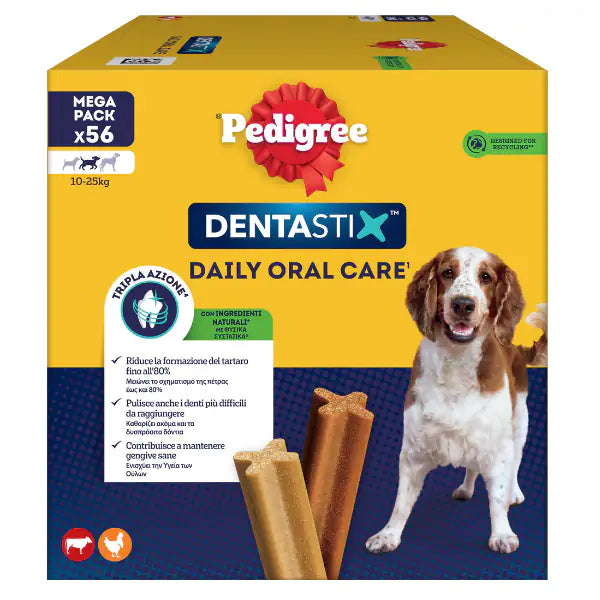 Pedigree Dentastix Medium snack per l'igiene orale 56 Stick - 1° ORDINE? scegli tra BZR5 - BZR20 + 200 pt fedeltà