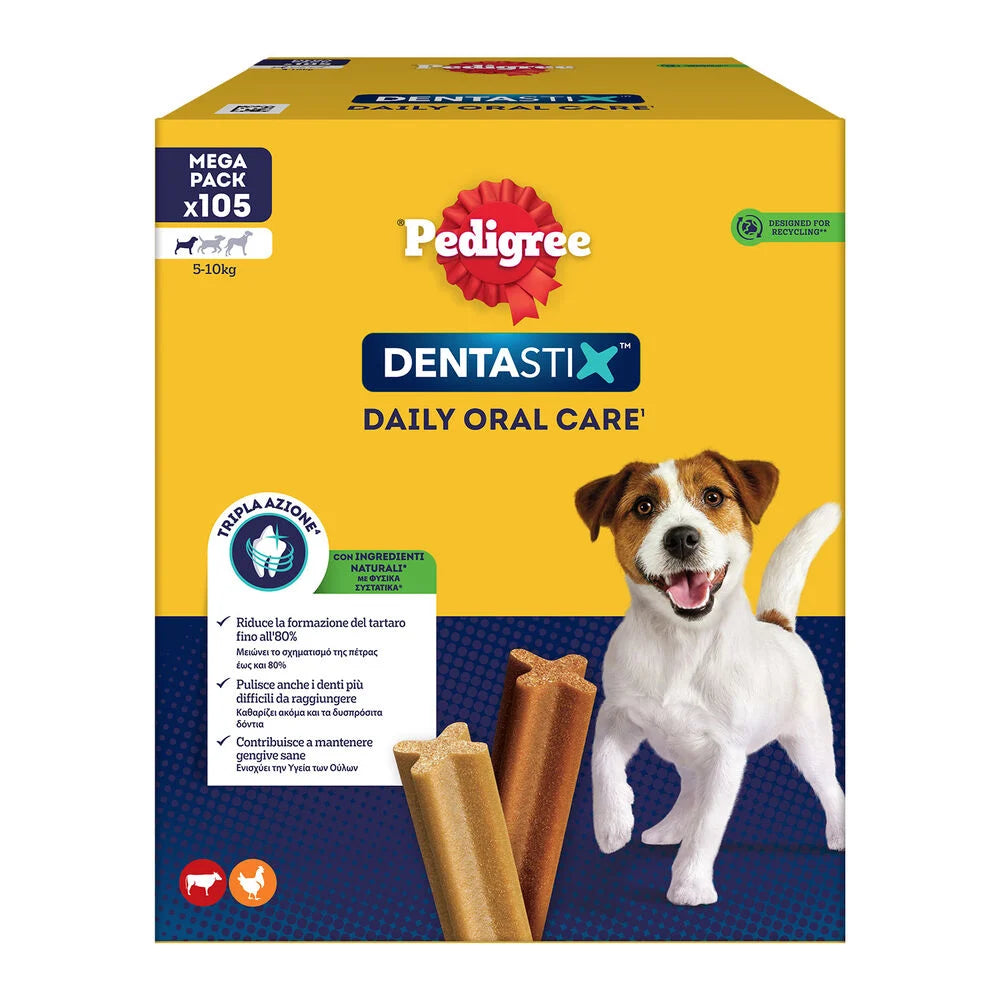 Pedigree Dentastix Mini snack per l'igiene orale 105 Stick - 1° ORDINE? scegli tra BZR5 - BZR20 + 200 pt fedeltà