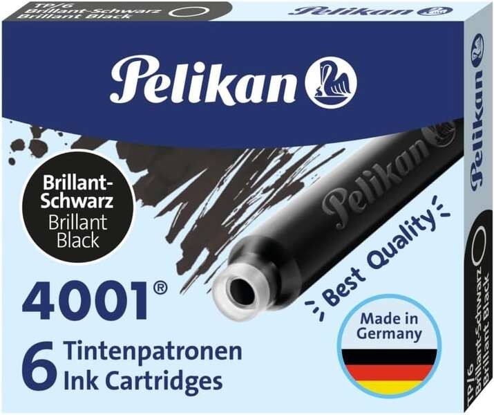 Pelikan 4001 TP/6 Confezione da 6 Cartucce - Inchiostro di Alta Qualità - Compatibile con Penne Stilografiche - Nero Pelikan 4001 TP/6 Confezione da 6 Cartucce - Inchiostro di Alta Qualità - Compatibile con Penne Stilografiche - Nero