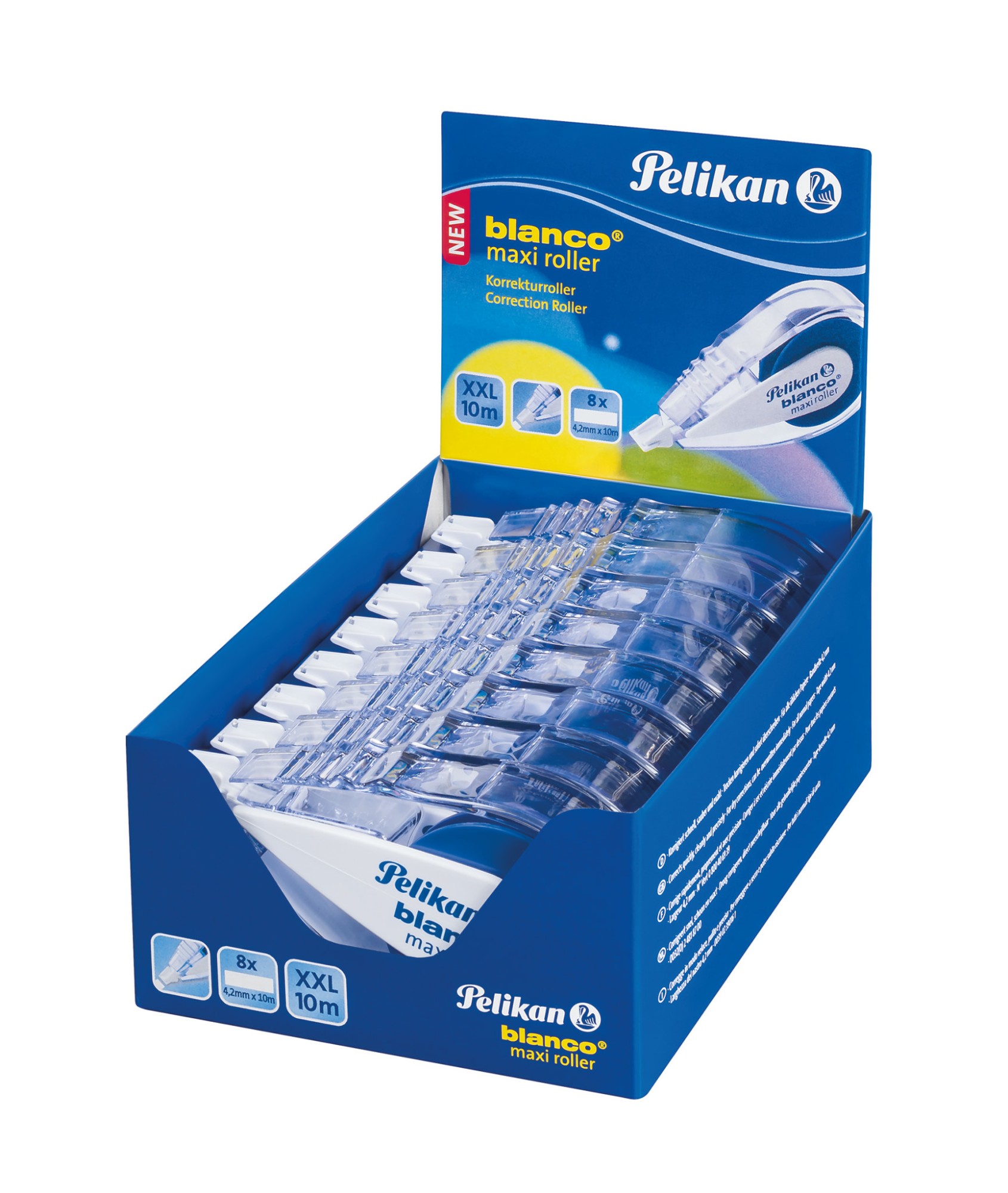 Pelikan blanco Maxi nastro di correzione 10 m Blu Trasparente 8 pz Pelikan blanco Maxi nastro di correzione 10 m Blu Trasparente 8 pz