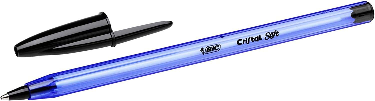 Penna a sfera morbida Bic Cristal - Punta media da 12 mm - Tratto 045 mm - Scrittura fluida - Colore nero