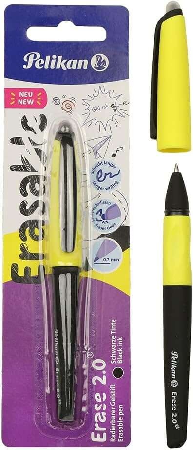 Penna a sfera Pelikan Roller Erase 2.0 - Impugnatura ergonomica anti-fatica - Inchiostro a lunga durata - Corpo dello stesso colore di scrittura - Colore nero