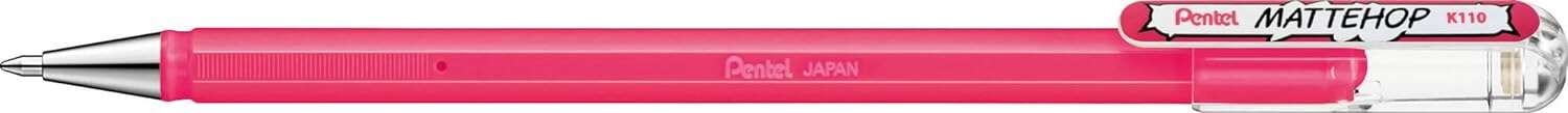 Penna a sfera Pentel Mattehop - Punta da 1 mm - Corsa da 05 mm - Inchiostro gel opaco - Realizzata con il 55% di materiali riciclati - Colore rosa Penna a sfera Pentel Mattehop - Punta da 1 mm - Corsa da 05 mm - Inchiostro gel opaco - Realizzata con il 55% di materiali riciclati - Colore rosa