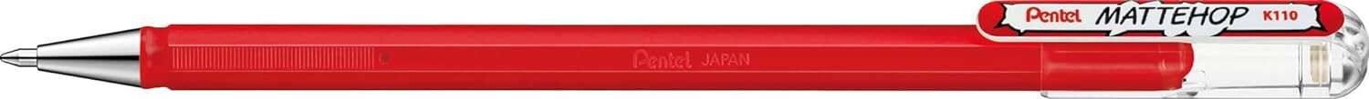 Penna a sfera Pentel Mattehop - Punta da 1 mm - Corsa da 05 mm - Inchiostro gel opaco - Realizzata con il 55% di materiali riciclati - Colore rosso Penna a sfera Pentel Mattehop - Punta da 1 mm - Corsa da 05 mm - Inchiostro gel opaco - Realizzata con il 55% di materiali riciclati - Colore rosso