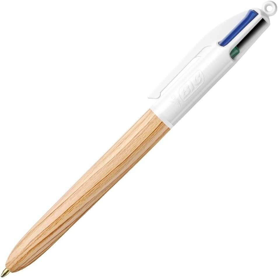 Penna a sfera retrattile Bic stile legno 4 colori - Punta media da 10 mm - Inchiostro a base di olio - Design legno - 4 colori Penna a sfera retrattile Bic stile legno 4 colori - Punta media da 10 mm - Inchiostro a base di olio - Design legno - 4 colori