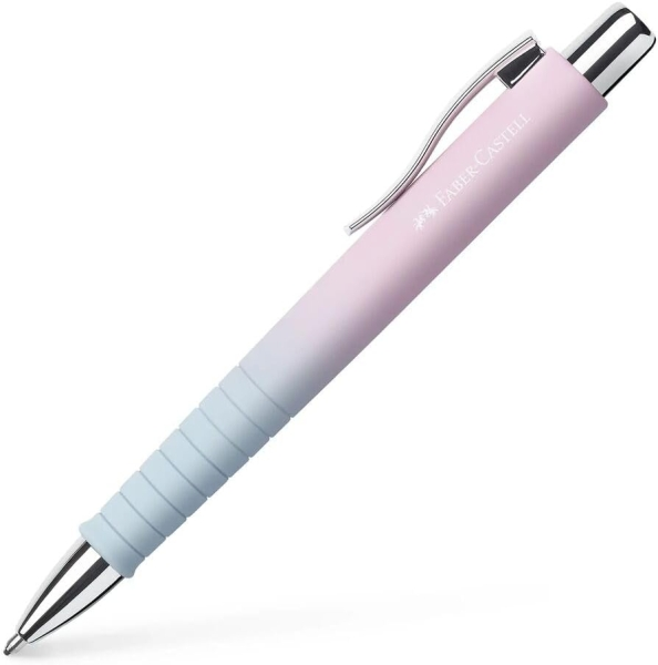 Penna a sfera retrattile Faber-Castell Poly Ball Flow Edition Blushing Sky XB - Forma triangolare ergonomica - Morbida al tatto - Sfumatura rosa/blu Penna a sfera retrattile Faber-Castell Poly Ball Flow Edition Blushing Sky XB - Forma triangolare ergonomica - Morbida al tatto - Sfumatura rosa/blu