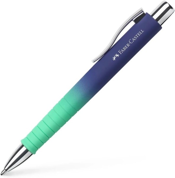 Penna a sfera retrattile Faber-Castell Poly Ball Flow Edition Buzzing Blue XB - Forma triangolare ergonomica - Tocco morbido - Sfumatura blu/turchese