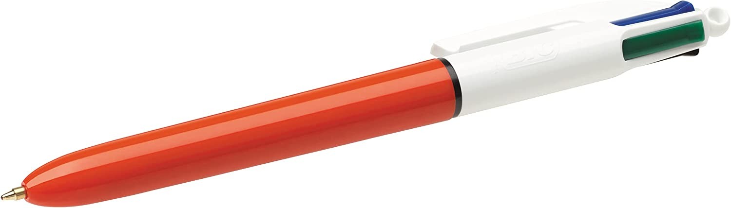 Penna a sfera retrattile originale Bic 4 colori punta da 08 mm tratto da 036 mm inchiostro a base di olio fusto arancione/bianco 4 colori