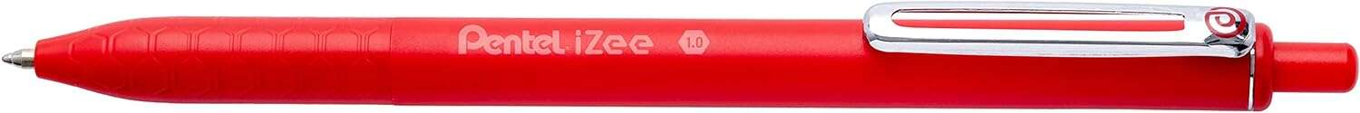Penna a sfera retrattile Pentel iZee - Punta da 07 mm - Tratto da 035 mm - Clip in metallo - Rosso