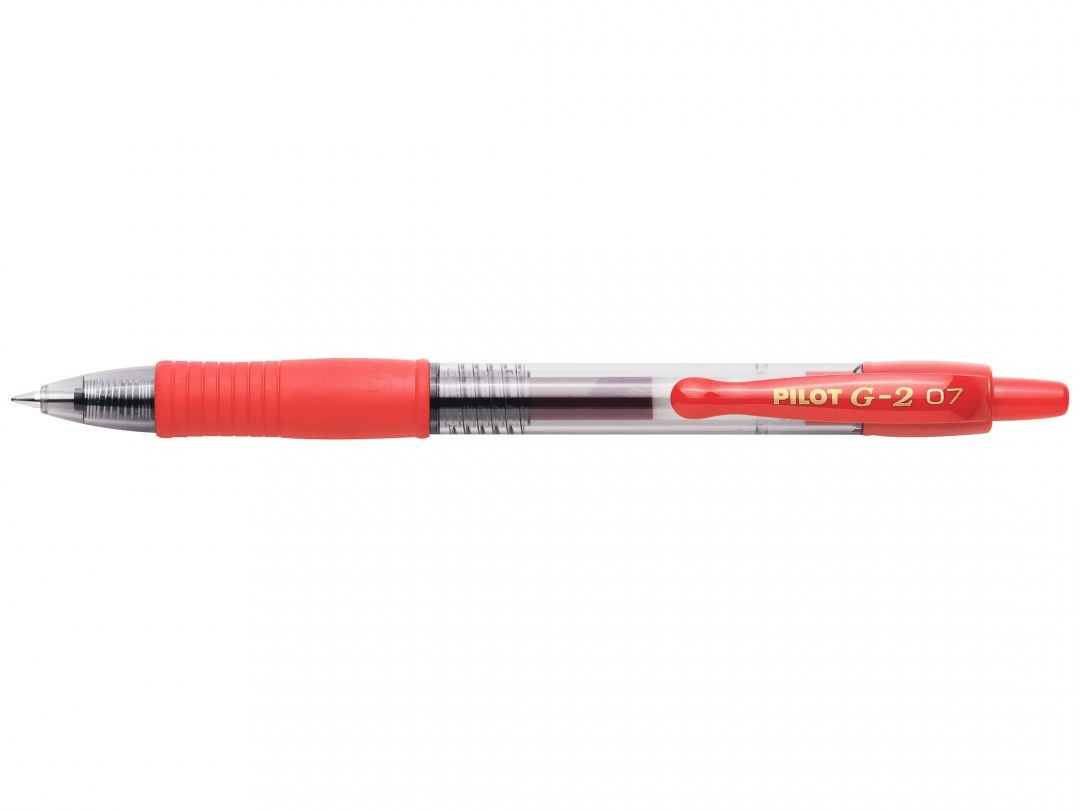 Penna Gel Roller Pilot G2 Retrattile - Ricaricabile - Punta a Sfera Rotonda 0.7mm - Linea 0.32mm - Impugnatura Ergonomica - Colore Rosso Penna Gel Roller Pilot G2 Retrattile - Ricaricabile - Punta a Sfera Rotonda 0.7mm - Linea 0.32mm - Impugnatura Ergonomica - Colore Rosso