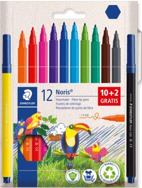 Pennarelli Staedtler Noris 326 confezione da 12 a punta fine - Tratto da 1 mm - Inchiostro a base d'acqua - Cappuccio ventilato - Colori assortiti Pennarelli Staedtler Noris 326 confezione da 12 a punta fine - Tratto da 1 mm - Inchiostro a base d'acqua - Cappuccio ventilato - Colori assortiti