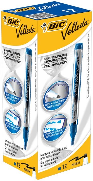 Pennarello Bic Velleda Tank Whiteboard - Linea 23 mm - Punta ogivale - Inchiostro a base alcolica - Cancellabilità ottimale - Colore blu Pennarello Bic Velleda Tank Whiteboard - Linea 23 mm - Punta ogivale - Inchiostro a base alcolica - Cancellabilità ottimale - Colore blu