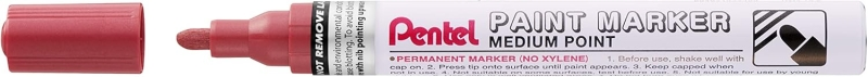 Pennarello Pentel - Punta media da 45 mm - Permanente su tutte le superfici - Resistente alla luce e all'acqua - Corpo in alluminio - Rosso perla Pennarello Pentel - Punta media da 45 mm - Permanente su tutte le superfici - Resistente alla luce e all'acqua - Corpo in alluminio - Rosso perla