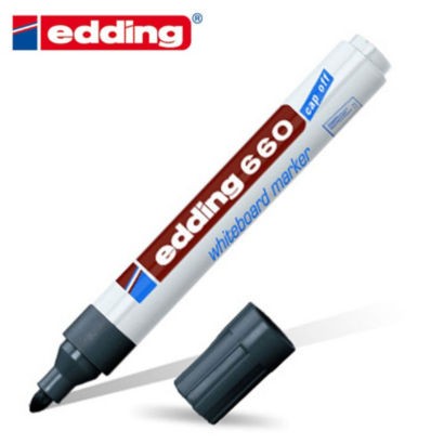 Pennarello per lavagna bianca Edding 660 - Punta tonda - Inchiostro pigmentato - Ricaricabile - Cancellabile a secco - Colore nero Pennarello per lavagna bianca Edding 660 - Punta tonda - Inchiostro pigmentato - Ricaricabile - Cancellabile a secco - Colore nero