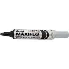 Pennarello per lavagna bianca Pentel Maxiflo - Regolazione flusso inchiostro - Punta tonda - Spessore tratto 25 mm - 50% materiali riciclati - Colore nero