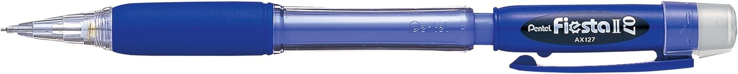 Pentel Fiesta II Portamine HB 07 mm con gomma - Include 2 ricariche - Impugnatura in gomma - Design ergonomico - Colore blu Pentel Fiesta II Portamine HB 07 mm con gomma - Include 2 ricariche - Impugnatura in gomma - Design ergonomico - Colore blu