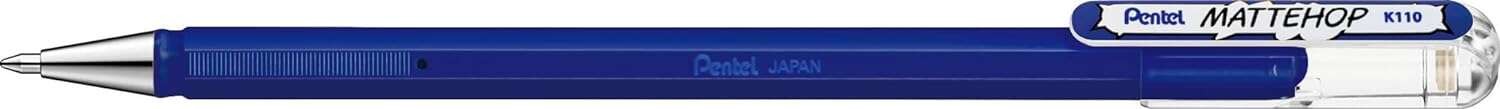 Pentel Mattehop Penna a sfera - Punta da 1 mm - Corsa da 05 mm - Inchiostro gel opaco - Realizzata con il 55% di materiali riciclati - Colore blu Pentel Mattehop Penna a sfera - Punta da 1 mm - Corsa da 05 mm - Inchiostro gel opaco - Realizzata con il 55% di materiali riciclati - Colore blu