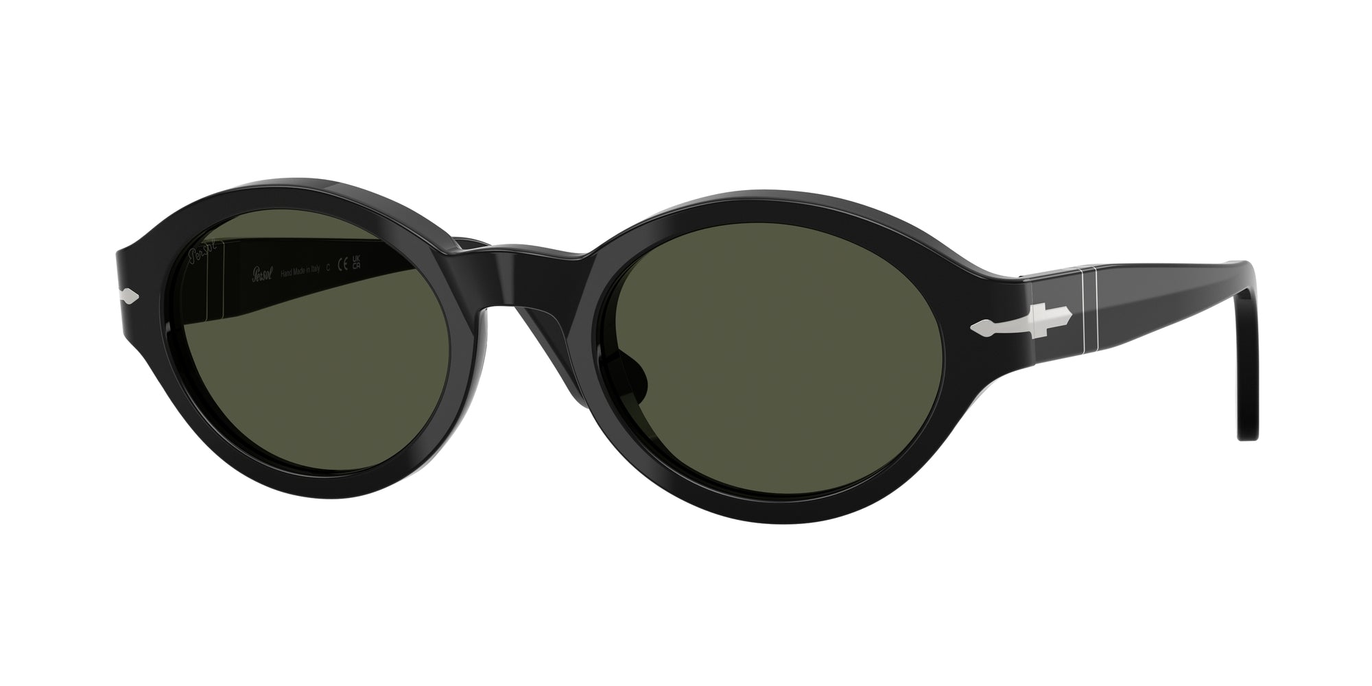 Persol Donna Persol PO3378S LORIS 95/31 Occhiali da sole Acetato Nero Verde Rotonda Normale