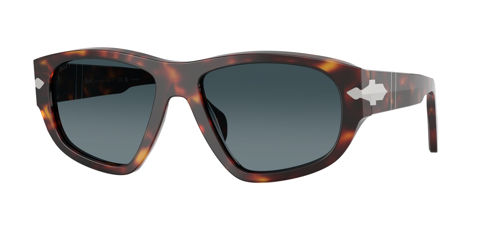 Persol Unisex Persol PO0050S 24/S3 Occhiali da sole Acetato Tartaruga Blu Geometrica Polarizzata Sfumato