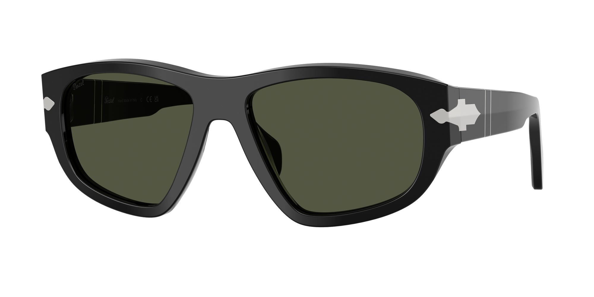 Persol Unisex Persol PO0050S 95/31 Occhiali da sole Acetato Nero Verde Geometrica Normale