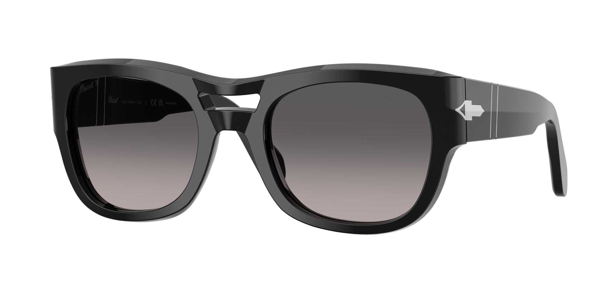 Persol Unisex Persol PO0064S 95/M3 Occhiali da sole Acetato Nero Grigio Pillow Polarizzata Sfumato Persol Unisex Persol PO0064S 95/M3 Occhiali da sole Acetato Nero Grigio Pillow Polarizzata Sfumato