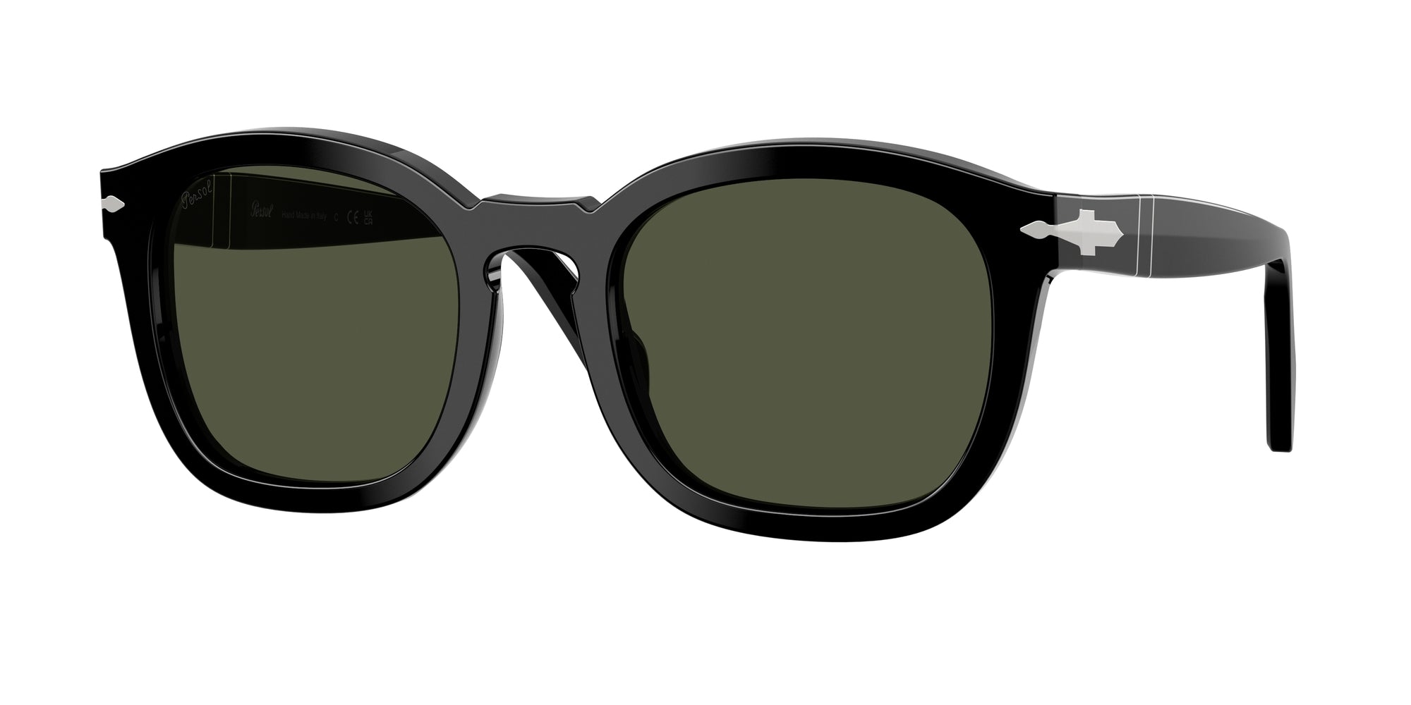 Persol Unisex Persol PO0082S 95/31 Occhiali da sole Acetato Nero Verde Geometrica Normale Persol Unisex Persol PO0082S 95/31 Occhiali da sole Acetato Nero Verde Geometrica Normale