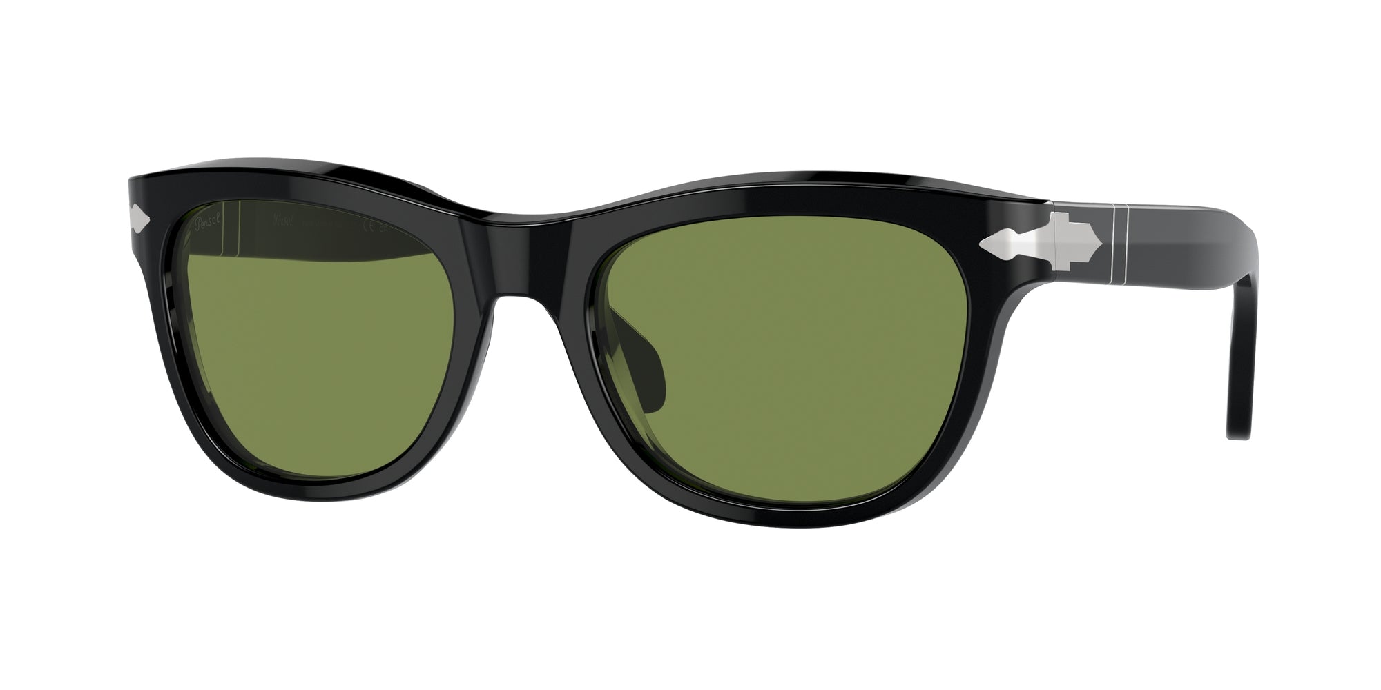 Persol Unisex Persol PO0086S 95/4E Occhiali da sole Acetato Nero Verde Pillow Normale Antiriflesso Persol Unisex Persol PO0086S 95/4E Occhiali da sole Acetato Nero Verde Pillow Normale Antiriflesso