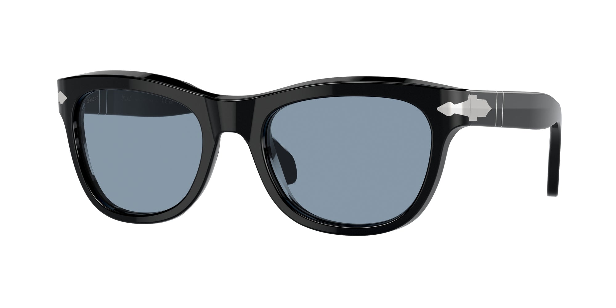 Persol Unisex Persol PO0086S 95/56 Occhiali da sole Acetato Nero Blu Pillow Normale Antiriflesso Persol Unisex Persol PO0086S 95/56 Occhiali da sole Acetato Nero Blu Pillow Normale Antiriflesso