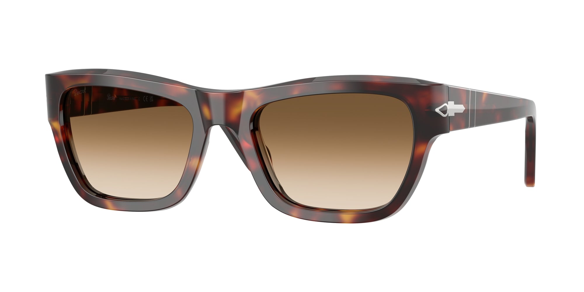 Persol Unisex Persol PO0091S 24/51 Occhiali da sole Acetato Tartaruga Marrone Farfalla Normale Sfumato