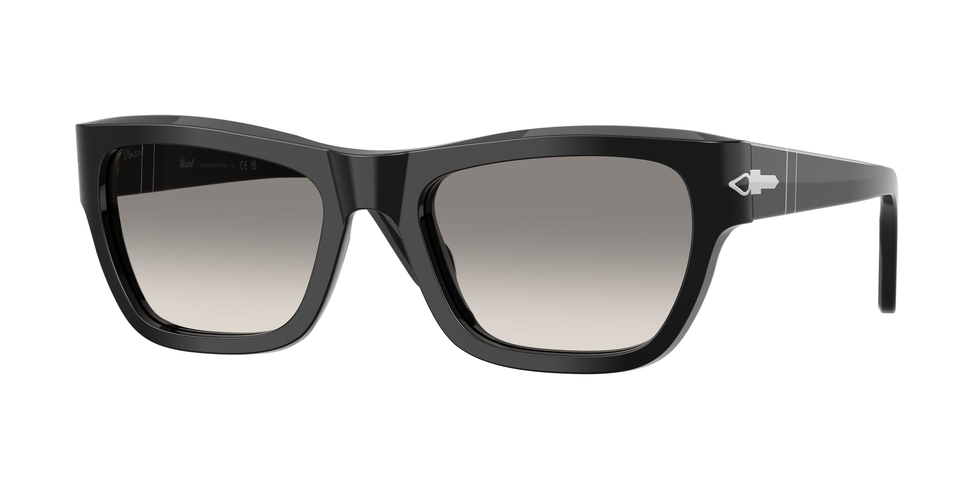 Persol Unisex Persol PO0091S 95/32 Occhiali da sole Acetato Nero Grigio Farfalla Normale Sfumato