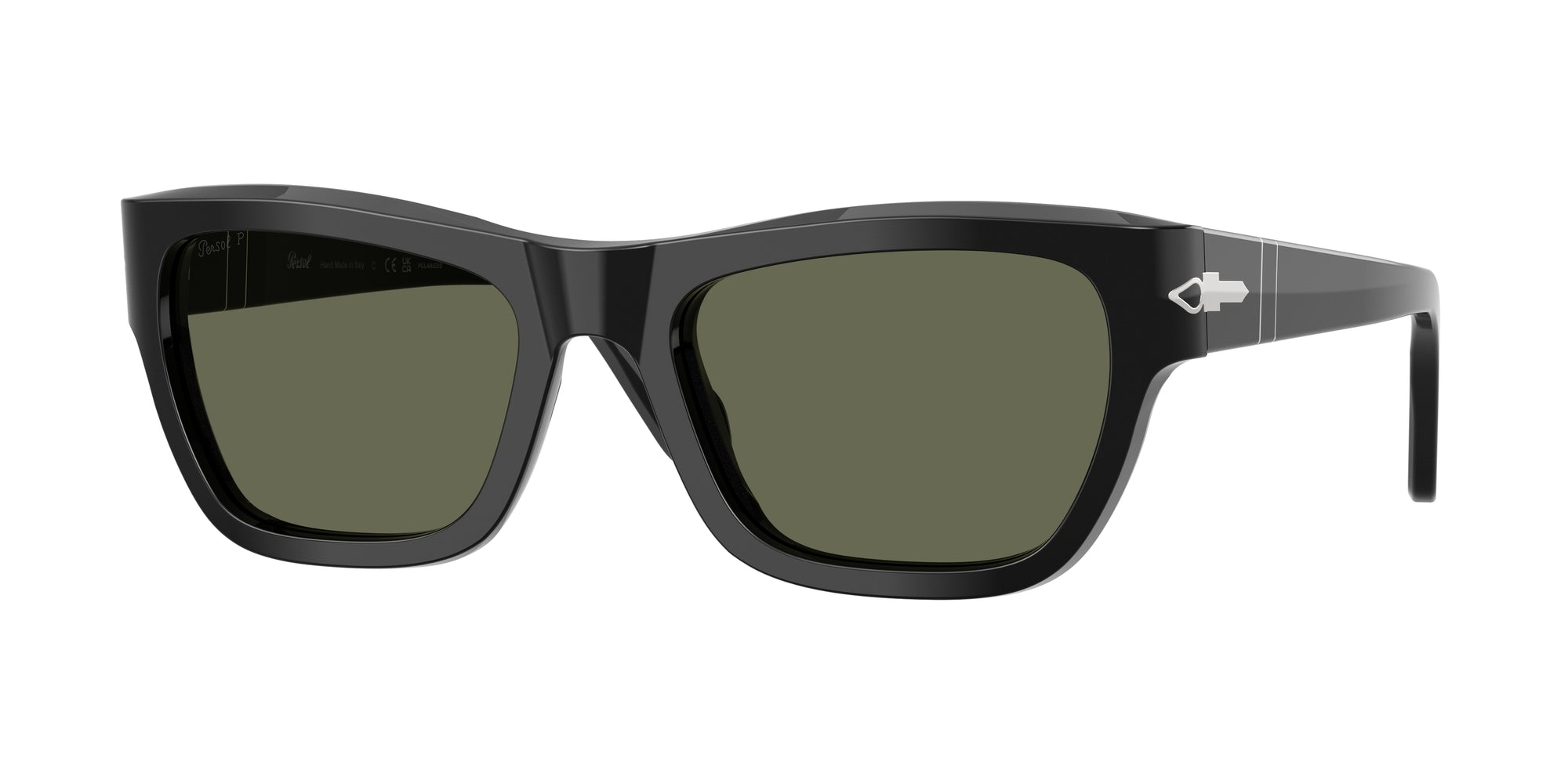 Persol Unisex Persol PO0091S 95/58 Occhiali da sole Acetato Nero Verde Farfalla Polarizzata