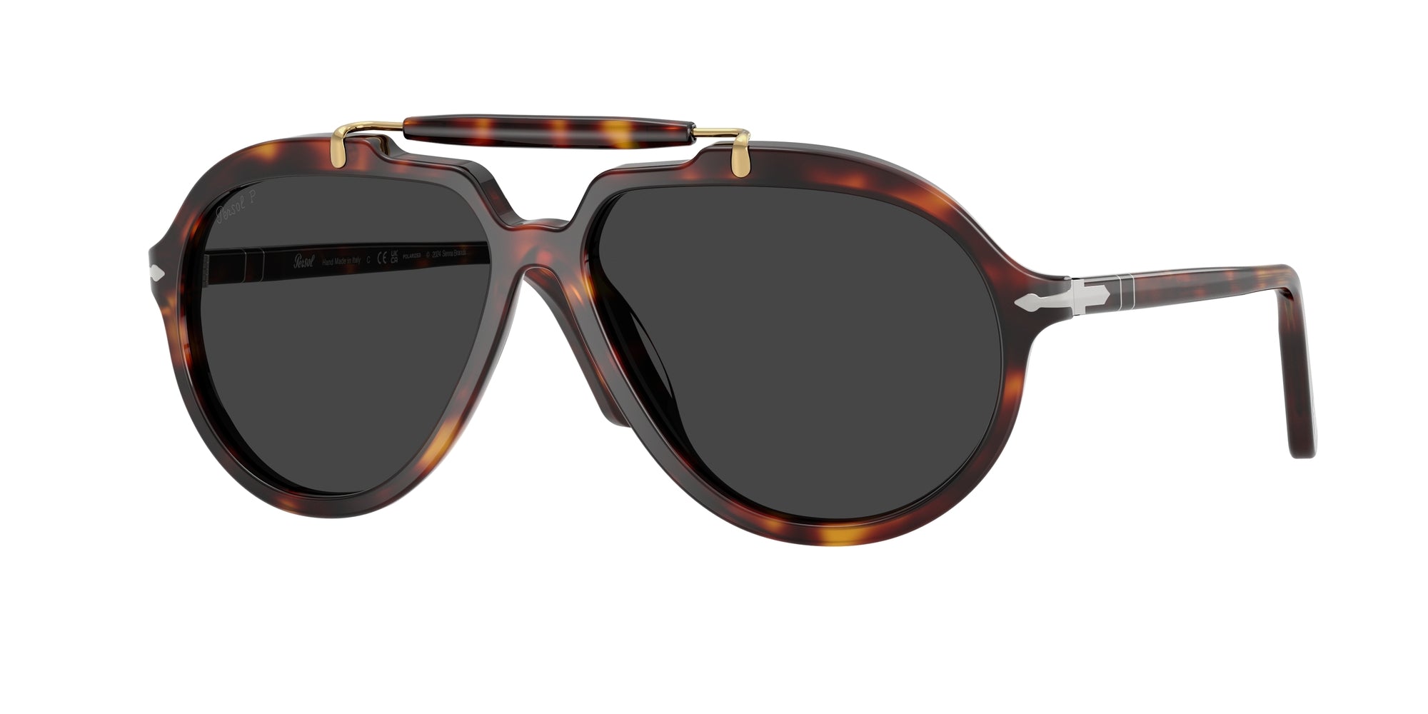 Persol Unisex Persol PO0202S 24/48 Occhiali da sole Acetato Tartaruga Grigio Squadrata Polarizzata