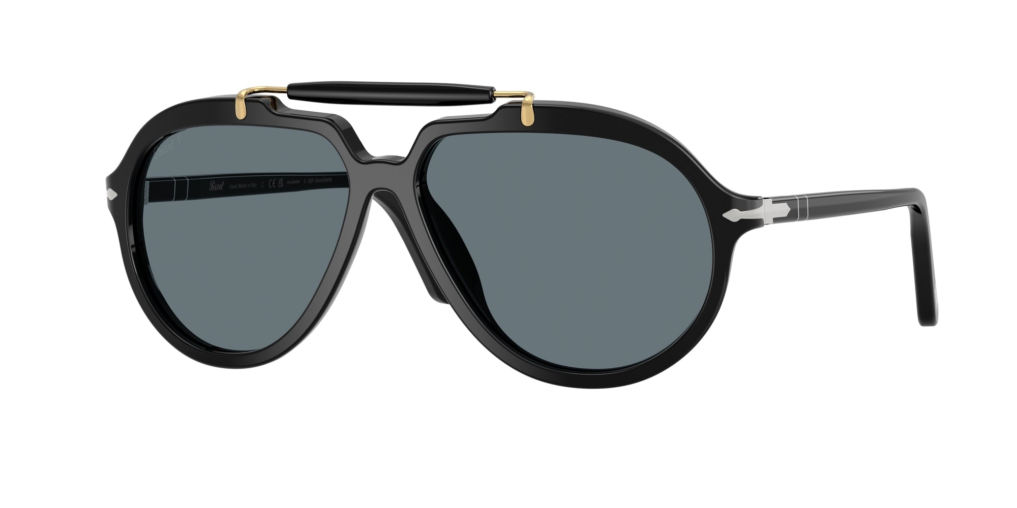 Persol Unisex Persol PO0202S 95/3R Occhiali da sole Acetato Nero Blu Squadrata Polarizzata