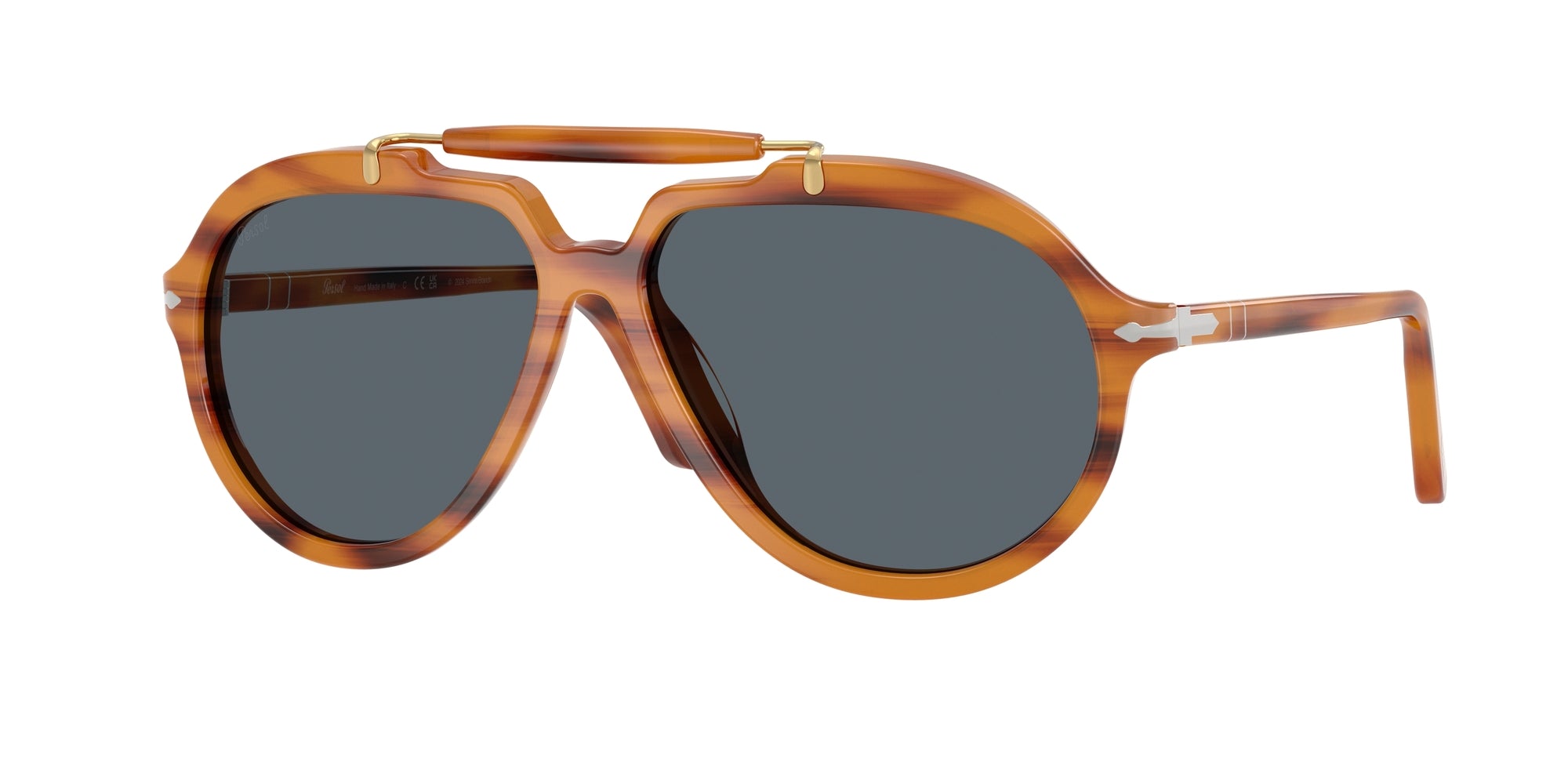 Persol Unisex Persol PO0202S 960/R5 Occhiali da sole Acetato Tartaruga Blu Squadrata Normale