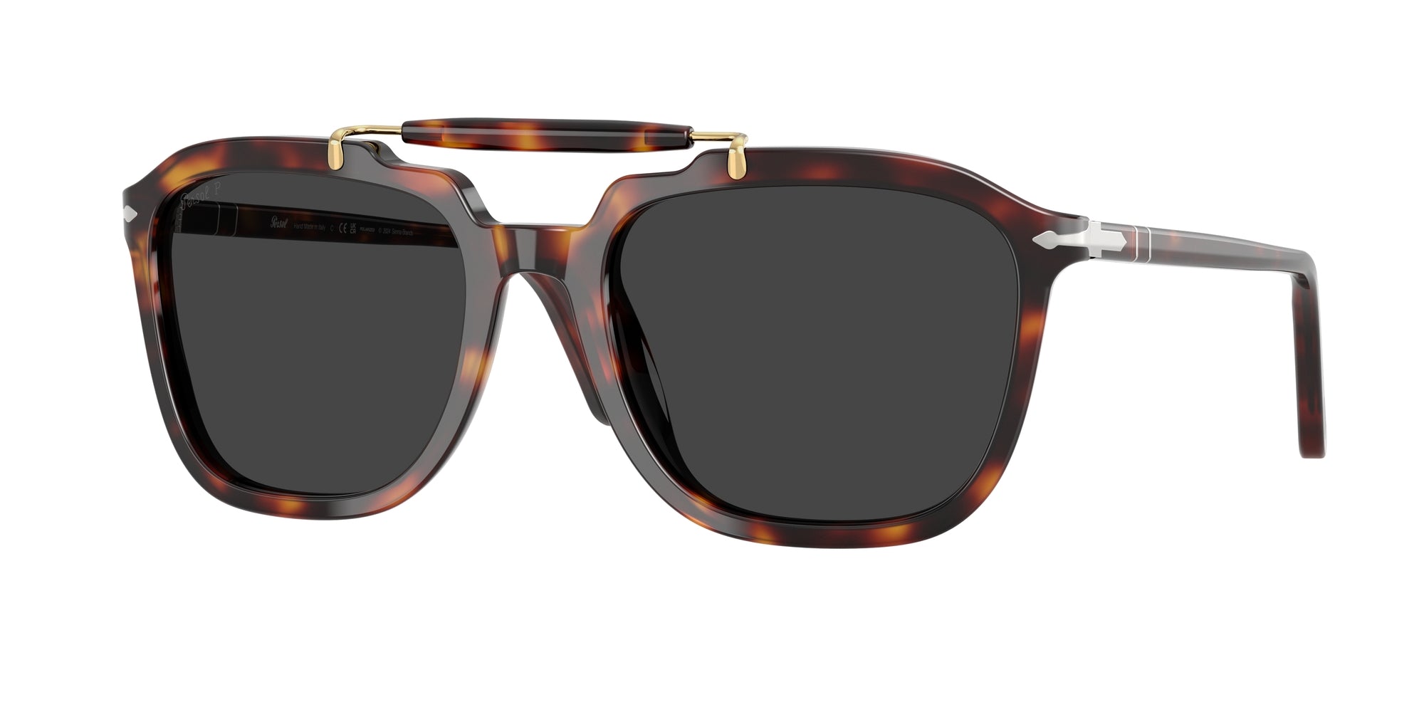 Persol Unisex Persol PO0203S 24/48 Occhiali da sole Acetato Tartaruga Grigio Squadrata Polarizzata